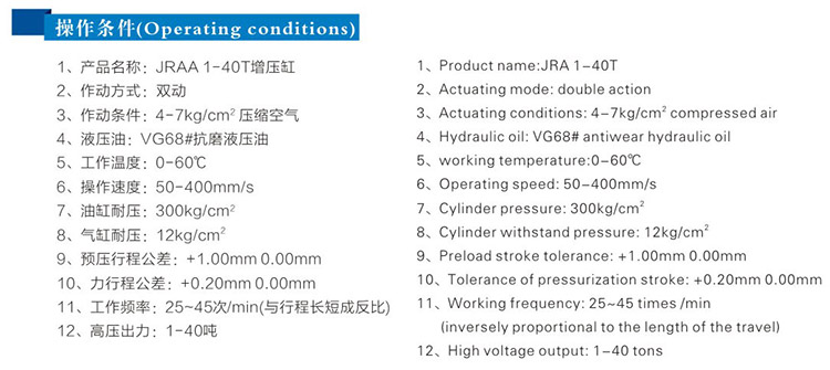 JRAA水平安装型菠萝福利导航缸操作条件